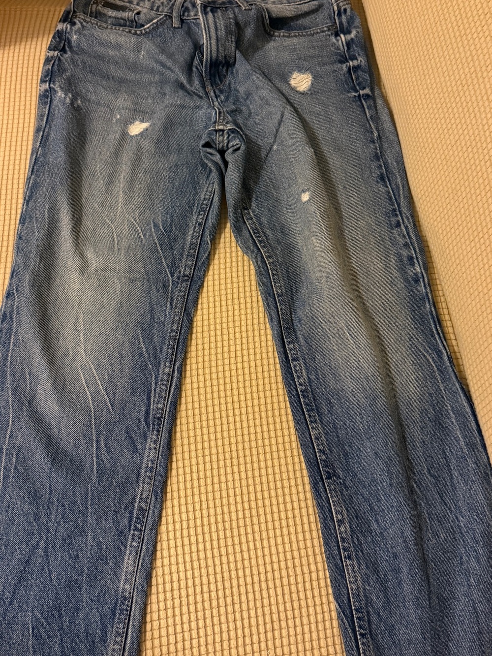 Calvin Klein women's Distressed Medium Blue Straight Jeans